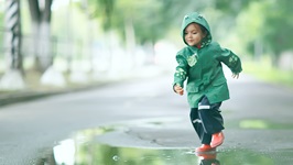 Embroidered jacket rain puddle