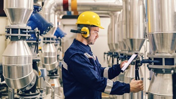 Industrial PPE factory worker blue